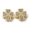 Rack Plating Brass Micro Pave Cubic Zirconia Beads, Long-Lasting Plated, Lead Free & Cadmium Free, Clover, Real 18K Gold Plated, 11.7x11.7x4.7mm, Hole: 1.6mm