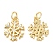 Christmas Rack Plating Brass Pendants, with Cubic Zirconia, Lead Free & Cadmium Free, Long-Lasting Real 18K Gold Plated, Snowflake, Real 18K Gold Plated, 18.5x12.5x2mm