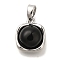Brass Pendants, Square Charms, Cadmium Free & Nickel Free & Lead Free, Platinum, 13x10.5x5.5mm, Hole: 3x4.5mm