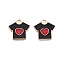 Alloy Enamel Pendants, T-Shirt with Heart Pattern, Light Gold, Black, 16x16x1mm, Hole: 2mm