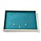 Flat Wood Pesentation Jewelry Display Boxes, Covered with Velvet, Rectangle, Dark Cyan, 35x24x3.5cm