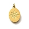 304 Stainless Steel Charms, with Jump Ring, Oval with Star Charm, Ion Plating(IP), Real 18K Gold Plated, 13x9x1.5mm, Hole: 3mm