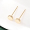 Brass Flat Round Stud Earrings for Women, Real 18K Gold Plated, 5mm