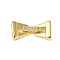 Brass Micro Pave Cubic Zirconia Fold Over Clasps, Rack Plating, Long-Lasting Plated, Bowknot, Real 18K Gold Plated, 11x21.5x5mm