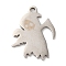 Non-Tarnish Halloween 201 Stainless Steel Pendants, Death Charm, Stainless Steel Color, 17x14x1mm, Hole: 1.5mm