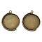 Zinc Alloy Pendant Cabochon Settings, Swivel Pendant Bezel Settings, Flat Round, Antique Bronze, Tray: 30mm, 41x35x3.5mm, Hole: 2.5mm