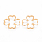 201 Stainless Steel Linking Ring, Flower, Golden, 12x12x0.8mm