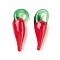 Handmade Lampwork Pendants, Hot Pepper, Red, 26~36x10~12x8~9mm, Hole: 2~4mm