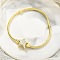 Brass Micro Pave Cubic Zirconia Link Bracelets, Jewely for Women, Star, Real 18K Gold Plated, 7-1/8 inch(18cm)