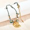 304 Stainless Steel Shell Shape Pendant Cotton Cord Necklaces, with Synthetic Turquois and ABS Imitation Pearl Beads, Ion Plating(IP), Real 18K Gold Plated, 16.54 inch(42cm)