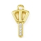 Brass Micro Pave Clear Cubic Zirconia Pendants, Cadmium Free & Nickel Free & Lead Free, Key Charms, Long-Lasting Plated, Golden, 15x8x2mm, Hole: 1.5mm