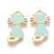 Alloy Enamel Kitten Pendants, Cadmium Free & Lead Free, Cat Silhouette Shape, Light Gold, Pale Turquoise, 22x12x2mm, Hole: 2mm