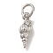 Rack Plating Brass Micro Pave Cubic Zirconia Charms, Cadmium Free & Lead Free, Long-Lasting Plated, Shell Shape, Platinum, 12x4x2mm, Hole: 3mm