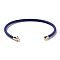 Stainless Steel Cuff Bangle Making, with Golden Tone Brass Finding, for Half Drilled Beads, Medium Blue, Inner Diameter: 1-3/4x2-3/8 inch(4.6x6cm), Pin: 1mm