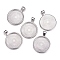 Flat Round Alloy Pendant Cabochon Settings, Cadmium Free & Lead Free, Plain Edge Bezel Cups, DIY Findings for Jewelry Making, Platinum, Cadmium Free & Lead Free, Tray: 24.5mm, 37x28x6.5mm, Hole: 6x4mm