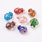 Handmade Luminous Lampwork  Perfume Bottle Pendants, Essential Oil Bottle, with Gold Sand, Heart, Mixed Color, 25~26.5mm, Hole: 5mm, Bottle Capacity: 0.5~1ml(0.017~0.03 fl. oz)
