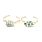 Natural Amazonite Horse Eye Beaded Cuff Bangle, Gemstone Wire Wrapped Open Bangle, Brass Jewelry for Women, Cadmium Free & Lead Free, Golden, Inner Diameter: 2-1/2 inch(6.2cm)