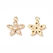 Brass Micro Pave Cubic Zirconia Pendants, Cadmium Free & Nickel Free & Lead Free, Flower, Real 18K Gold Plated, 12.5x11x2mm, Hole: 1mm