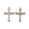 Non-Tarnish 304 Stainless Steel Pendants, Cross Charm, Stainless Steel Color, 26.5x17.5x2.5mm, Hole: 1.4mm