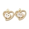 Brass Micro Pave Clear Cubic Zirconia Pendants, Cadmium Free & Lead Free, with Shell and Jump Ring, Real 18K Gold Plated, Heart, 19x20x3.5mm, Hole: 3mm