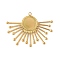304 Stainless Steel Pendant Cabochon Settings, Ion Plating(IP), Sun Charm, Real 18K Gold Plated, Tray: 11mm, 31x40x2mm, Hole: 1.8mm