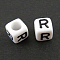 Letter Acrylic European Beads, Horizontal Hole, Cube, Letter.R, 10x10x10mm, Hole: 3.5~4mm, about 598pcs/500g