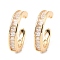 Brass with Cubic Zirconia Cuff Earrings, Round, Light Gold, 14x13x3mm