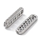Brass Micro Pave Clear Cubic Zirconia Multi-Strands Links, Cadmium Free & Nickel Free & Lead Free, Spacer Bars, Oval, 3-Hole, Real Platinum Plated, 6x23x2.5mm, Hole: 1.2mm