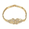Rack Plating Brass Micro Pave Clear Cubic Zirconia Link Chain Bracelets, Long-Lasting Plated, Lead Free & Cadmium Free, Real 18K Gold Plated, Butterfly, 7-5/8 inch(19.5cm), 14mm