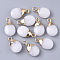 Natural White Jade Pendants, with Top Golden Plated Iron Loops, Teardrop, Faceted, Dyed, 17~19x10x5mm, Hole: 1.8mm