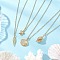 4Pcs 4 Styles Ocean Theme Brass Micro Pave Clear Cubic Zirconia Fish Turtle Shell Shape Pendant 304 Stainless Steel Cable Chain Necklaces for Women, Golden, 15.20~15.31 inch(38.6~38.9cm), 1pc/style