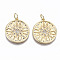 Brass Micro Pave Clear Cubic Zirconia Pendants, with Jump Rings, Nickel Free, Flat Round, Real 18K Gold Plated, 20x18x2mm, Jump Ring: 5x0.8mm, Inner Diameter: 3.4mm