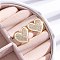 Rack Plating Brass Micro Pave Clear Cubic Zirconia Stud Earrings for Women, with Enamel, Cadmium Free & Lead Free, Long-Lasting Plated, Heart, Real 18K Gold Plated, 16.5x18mm