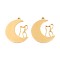304 Stainless Steel Pendants, Moon with Cat Charm, Ion Plating(IP), Real 18K Gold Plated, 25x21.5x1.5mm, Hole: 1.6mm
