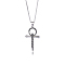 Skull Cross Pendant Necklace Vintage Stainless Steel Ankh Necklace Charm Neck Chain Jewelry Gift for Women Men Birthday Easter Thanksgiving Day, Stainless Steel Color, 21.65 inch(55cm)