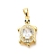 Brass Micro Pave Cubic Zirconia Pendants, Cadmium Free & Nickel Free & Lead Free, Real 18K Gold Plated, Tortoise Charms, Clear, 25x15.5x7mm, Hole: 6x4mm