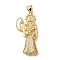 Brass Micro Pave Cubic Zirconia Shell Pendants, Cadmium Free & Lead Free, Santa Muerte, Real 18K Gold Plated, 32x15x4mm, Hole: 3.5x4mm