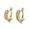Brass Micro Pave Cubic Zirconia Hoop Earring, Light Gold, 19x5mm