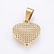 304 Stainless Steel Textured Pendants, Bumpy, Heart, Golden, 15x15x3.5mm, Hole: 7x4mm