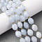 Natural White Jade Beads Strands, Dyed, Faceted, Rice-shaped, with Seed Beads, Alice Blue, 9.5x7.5~8mm, Hole: 1mm, about 34pcs/strand, 15.08''(38.3cm)