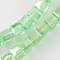 Electroplate Glass Beads Strands, AB Color Plated, Faceted, Cube, Pale Green, 6x6x6mm, Hole: 1mm, about 100pcs/strand, 22 inch