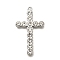 304 Stainless Steel Pendants, with Rhinestone, Cross, Stainless Steel Color, 43x25x4mm, Hole: 1.8mm