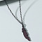 201 Stainless Steel Pendant Necklace for Men, Black, Feather, 23.62 inch(60cm)