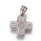 Tarnish Resistant 304 Stainless Steel Pendants, Cross, Stainless Steel Color, 21.5x18x2.5mm, Hole: 4.5x6mm