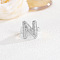 Brass Micro Pave Clear Cubic Zirconia Cuff Rings, Platinum, Letter N, Inner Diameter: Adjustable