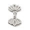 Brass Micro Pave Clear Cubic Zirconia Fold Over Clasps, Cadmium Free & Lead Free, Lotus, Platinum, 44x23.5x7mm, Hole: 2~4x2mm