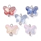 Transparent Baking Paint Glass Glitter Butterfly Connector Charms, with Stainless Steel Color Tone 304 Stainless Steel Double Loops, Mixed Color, 14x14.5x5.5mm, Hole: 1.8~2mm