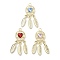 Rack Plating Alloy Rhinestone Pendants, Lead Free & Cadmium Free & Nickel Free, Woven Net/Web with Feather, Heart, Mixed Color, Golden, 34x13x4mm, Hole: 2mm