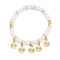 Rack Plating Brass Stretch Bracelets, with ABS Imitation Pearl Beads, Cadmium Free & Lead Free, Long-Lasting Plated, Flat Round, Inner Diameter: 2 inch(5.15cm)