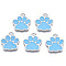 Alloy Enamel Pendants, Cadmium Free & Lead Free, Dog Paw Prints, Deep Sky Blue, 17.5x16x1.5mm, Hole: 2mm
